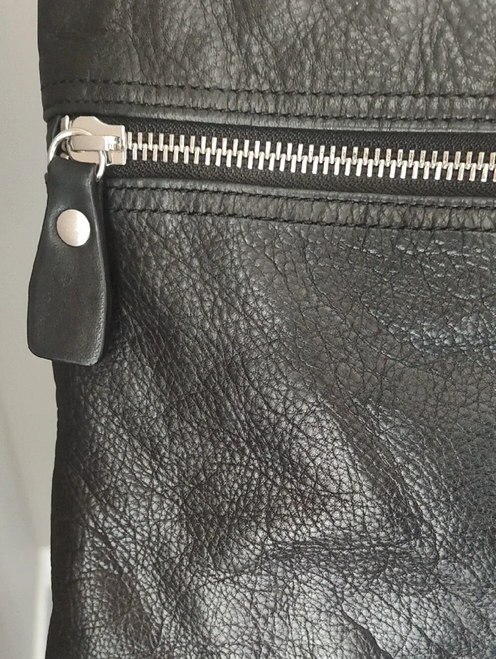 Margot Rich Black Leather Messenger Crossbody Bag With Silver Accents